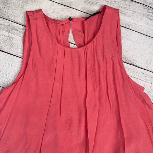 J. Crew Women's Tiered Crepe Sleeveless Top Coral Size 2 - Picture 3 of 6